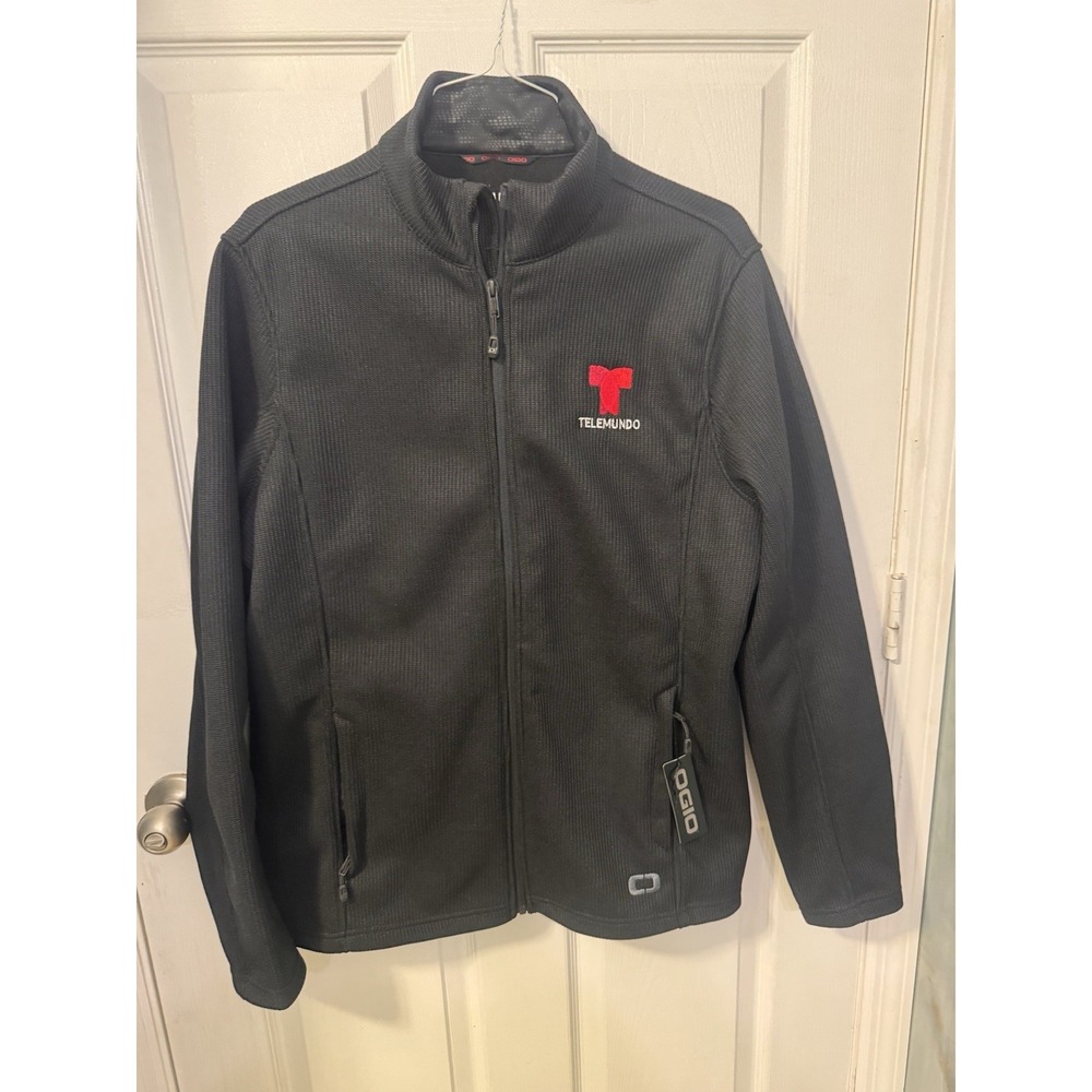 NWT Ogio Grit Fleece Jacket Men's L Full Zip Telemundo Embroidered Logo Black
